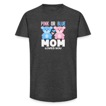 Pink Or Blue Mom Loves You - Long Fit Men's T-Shirt - charcoal grey - Front - AI Model Male 185 light (185cm)