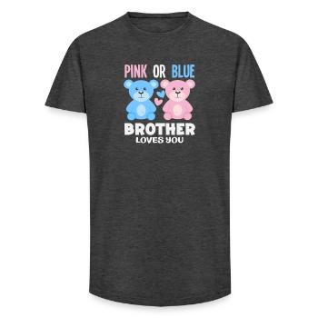 Pink Or Blue Brother Loves You - Long Fit Men's T-Shirt - charcoal grey - Front - AI Model Male 185 light (185cm)