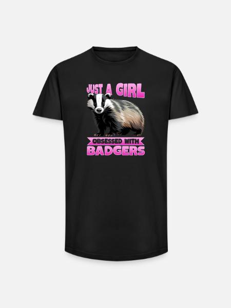 Funny Animal Badger - Long Fit Men's T-Shirt - black