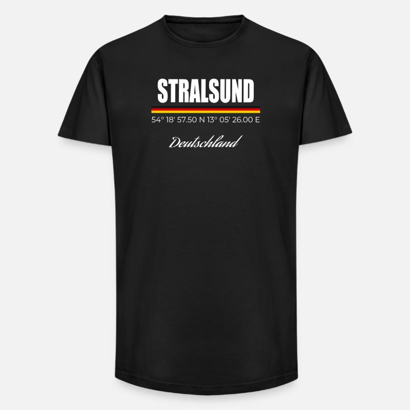 Stralsund - Long Fit Männer T-Shirt - Schwarz