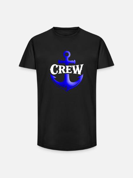 Anchor Crew Nautical Logo - Long Fit Men's T-Shirt - black