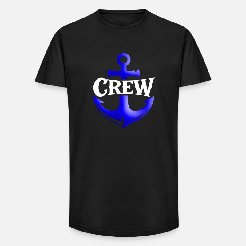 Anker Crew Nautik Logo - Long Fit Männer T-Shirt - Schwarz