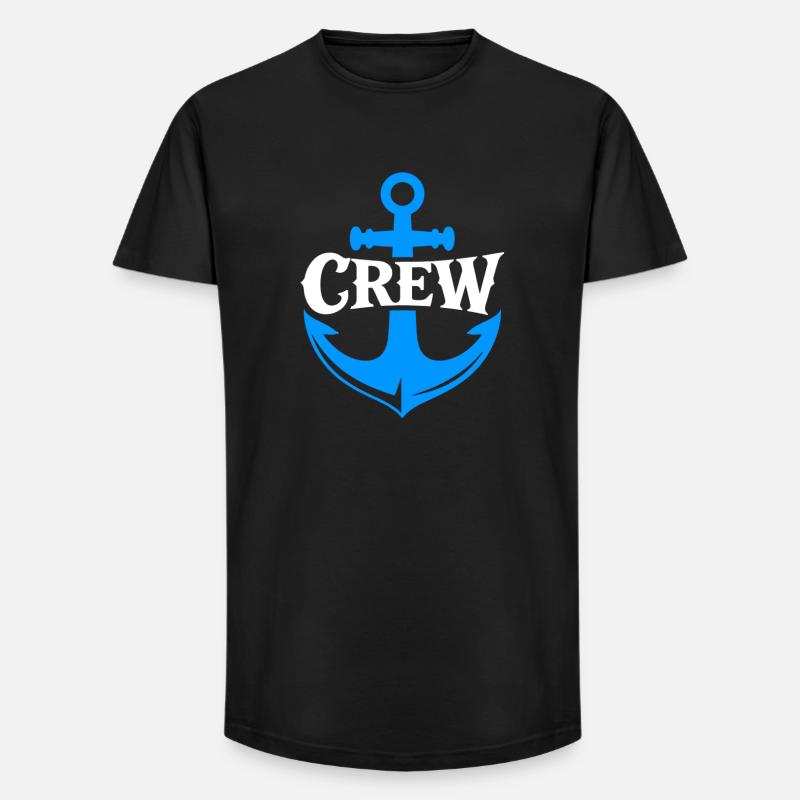 Anker Crew Nautikal Logo - Long Fit Männer T-Shirt - Schwarz