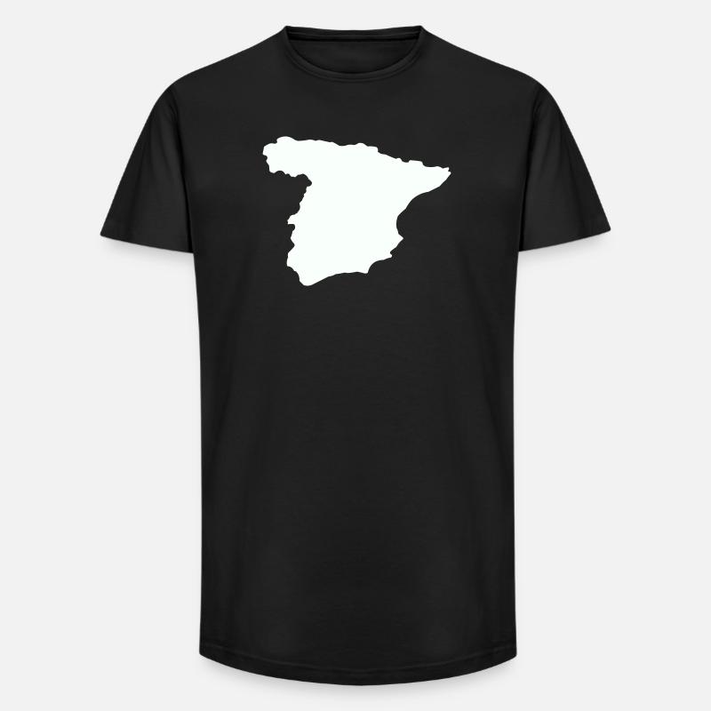 Spanienkarten Silhouettedesign - Long Fit Männer T-Shirt - Schwarz
