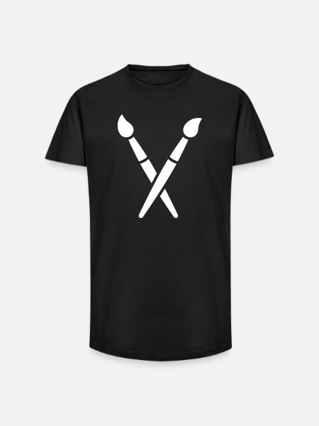 Brush, Painting, Art Symbol - Long Fit Men's T-Shirt - black