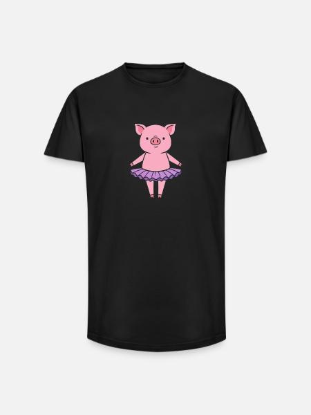 Cute piggy in tutu - Long Fit Men's T-Shirt - black