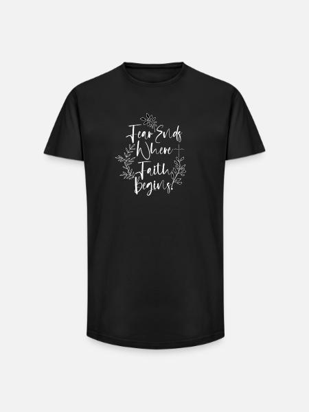 Rädslan slutar där tron börjar botaniskt, blommigt - T-shirt herr med lång passform - svart