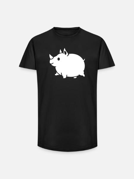Nashorn süß Cartoon Silhouette - Long Fit Männer T-Shirt - Schwarz