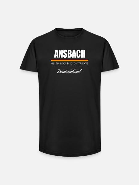 Ansbach - Long Fit Männer T-Shirt - Schwarz