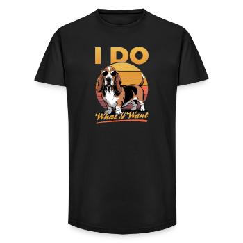 Funny Dog Breed Basset Hound - Long Fit Men's T-Shirt - black - Front - AI Model Male 185 light (185cm)
