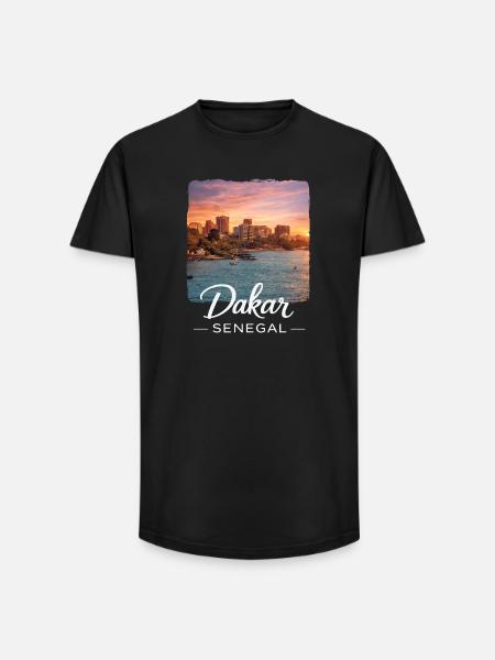 Dakar Sunset Coastal City - Long Fit Men's T-Shirt - black