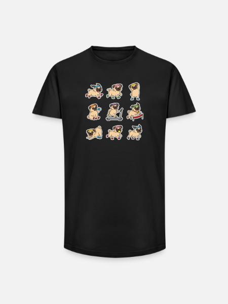 Funny Pug Jogging Marathon Runner - Long Fit Men's T-Shirt - black