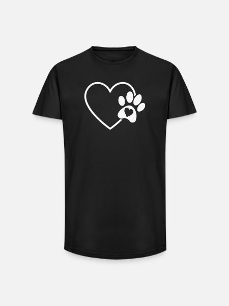 Herzpfote Liebe - Long Fit Männer T-Shirt - Schwarz