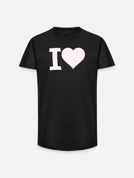 I Love Heart Motif - Long Fit Men's T-Shirt - black