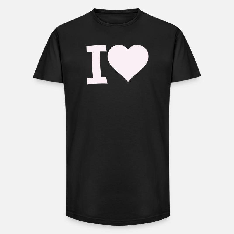 I Liebe Herz Motiv - Long Fit Männer T-Shirt - Schwarz