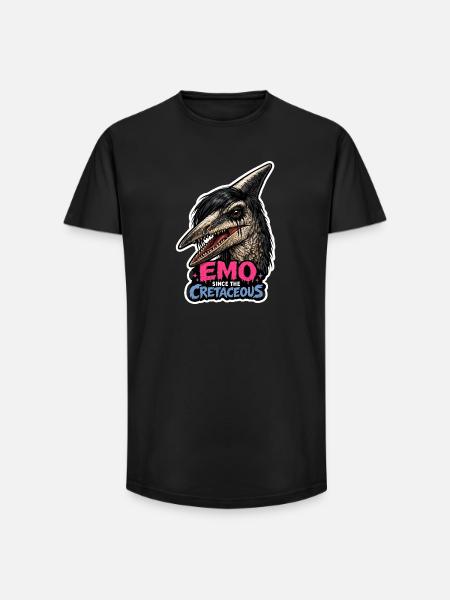 Emo Dinosaur, Sad Dino, Emotional - Long Fit Men's T-Shirt - black