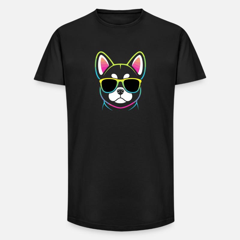 Regenbogenhund mit Brille - Long Fit Männer T-Shirt - Schwarz