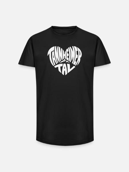 Tannheimer Tal Heart Shape Mountain Logo - Long Fit Men's T-Shirt - black