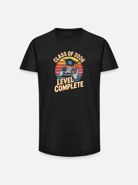 Level Complete 2026 Completion Retro Gaming - Long Fit Men's T-Shirt - black