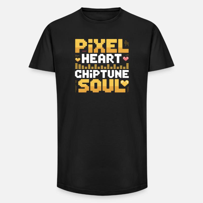 Pixelherz, Chiptune-Seele | 8-Bit Musik - Long Fit Männer T-Shirt - Schwarz