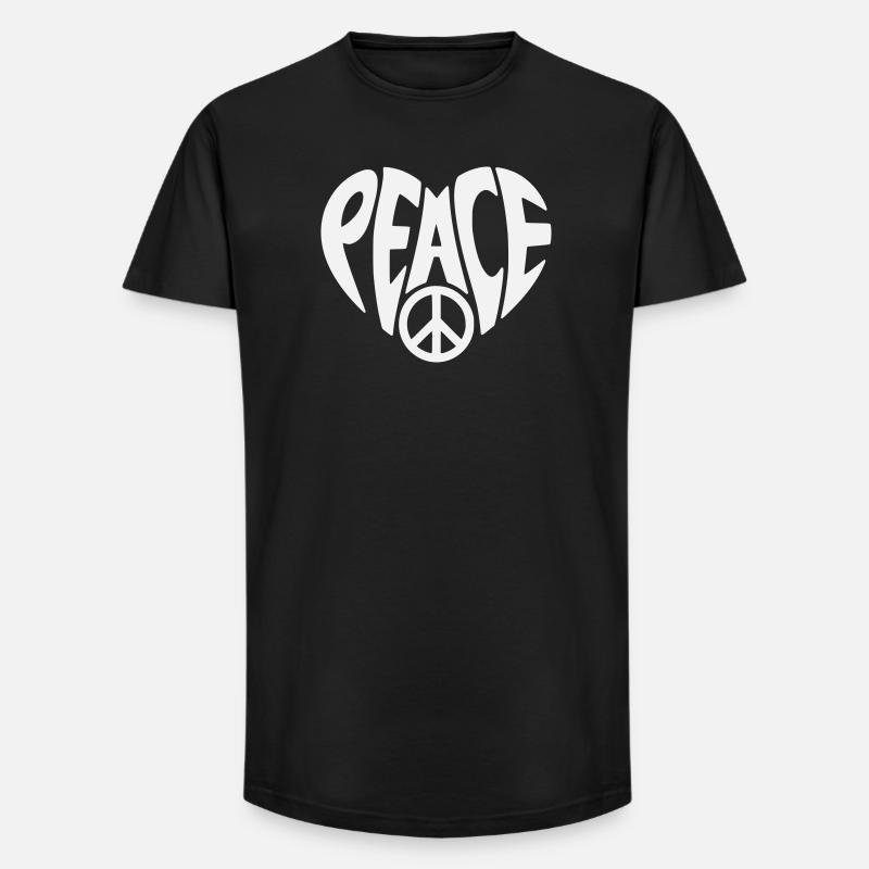 Peace Herzdesign mit Peacezeichen - Long Fit Männer T-Shirt - Schwarz