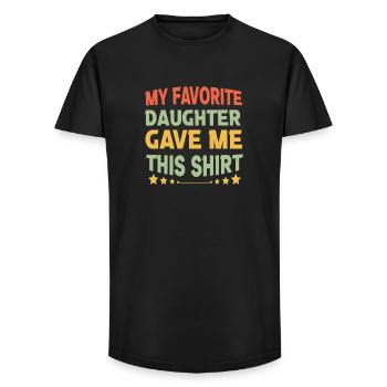 Chemise de ma fille préférée - T-shirt coupe longue homme - noir - Devant - AI Model Male 185 light (185cm)
