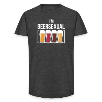 I'm Beersexual Funny Beer Drinking Humor Quote - Long Fit Men's T-Shirt - charcoal grey - Front - AI Model Male 185 light (185cm)
