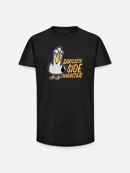 Crazy Seagull Sarcastic Side Character Funny - Long Fit Men's T-Shirt - black