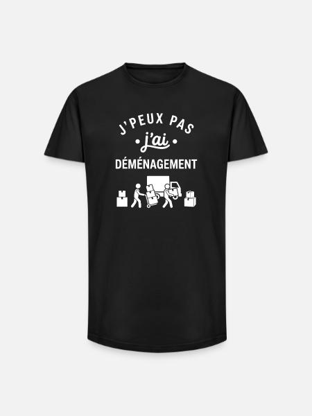 J'peux pas j'ai déménagement - T-shirt coupe longue homme - noir