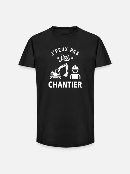 J'peux pas j'ai chantier - T-shirt coupe longue homme - noir