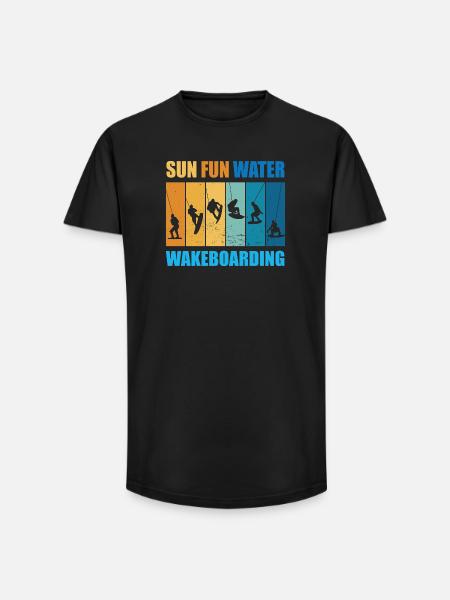 Sun, Fun, Water, Wakeboarding - Long Fit Men's T-Shirt - black