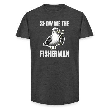 Lustiger Spruch Möwe Angler Kneipe Fischerei - Long Fit Männer T-Shirt - Anthrazit - Vorne - AI Model Male 185 light (185cm)