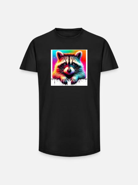 Raccoon - Long Fit Men's T-Shirt - black