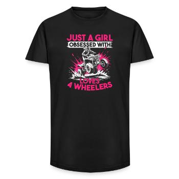 Quad ATV Femme Fille Quad Quad - T-shirt coupe longue homme - noir - Devant - AI Model Male 185 light (185cm)