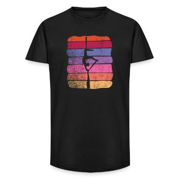 Tissu vertical Acrobaties aériennes vintage Soie aérienne - T-shirt coupe longue homme - noir - Devant - AI Model Male 185 light (185cm)