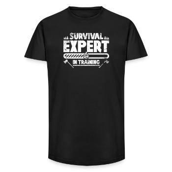 Bushcraft Survival Expert in Training - Long Fit Men's T-Shirt - black - Front - AI Model Male 185 light (185cm)
