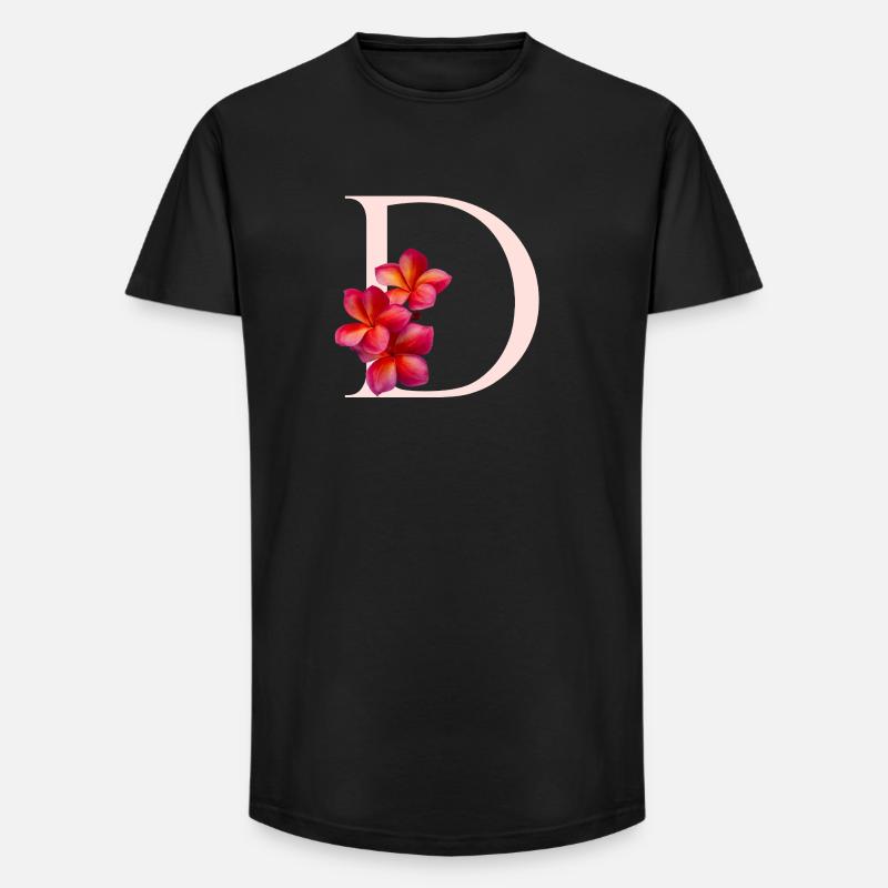 D Monogramm mit Frangipani - Long Fit Männer T-Shirt - Schwarz