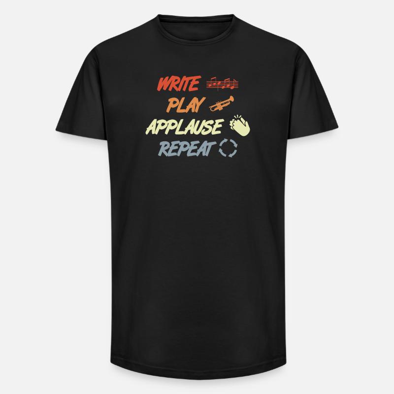 Write Play Applause Repeat - Long Fit Männer T-Shirt - Schwarz