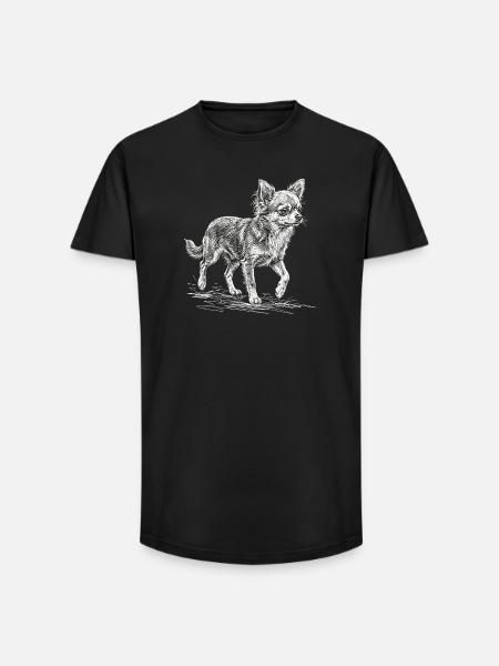 Chihuahua Sketch – Minimalist Design - Long Fit Men's T-Shirt - black