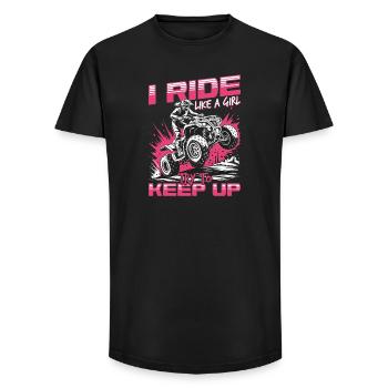 Quad ATV Femme Fille Quad Quad - T-shirt coupe longue homme - noir - Devant - AI Model Male 185 light (185cm)