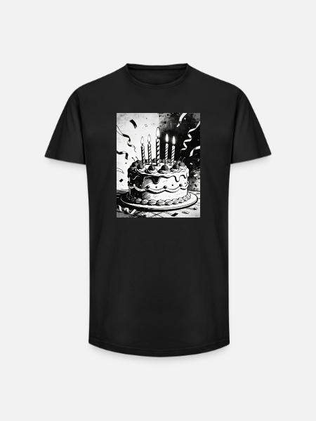 Monochrome Birthday Cake Candles - Long Fit Men's T-Shirt - black