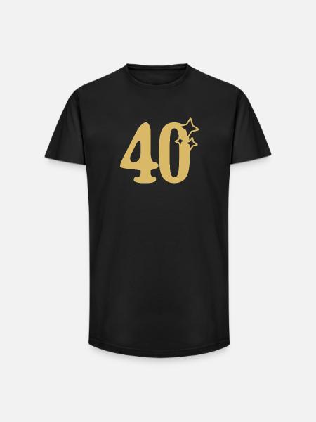 40th Birthday 40th Anniversary Gold Star - Long Fit Men's T-Shirt - black