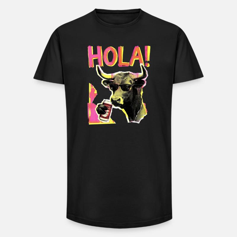 Hallo Kuh Bier Rindvieh - Long Fit Männer T-Shirt - Schwarz