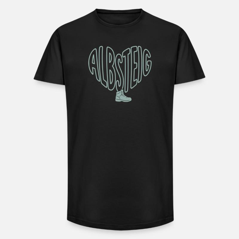 Albsteig Herz mit Wanderstiefel - Long Fit Männer T-Shirt - Schwarz