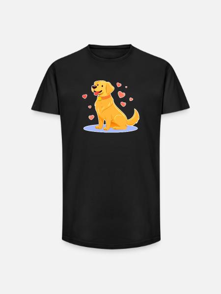 Cute Golden Retriever (comic) - Long Fit Men's T-Shirt - black
