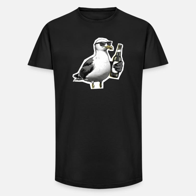Möwe Bier Küste - Long Fit Männer T-Shirt - Schwarz
