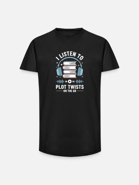 Audiobooks Plot Twists Book Lover Gift - Long Fit Men's T-Shirt - black