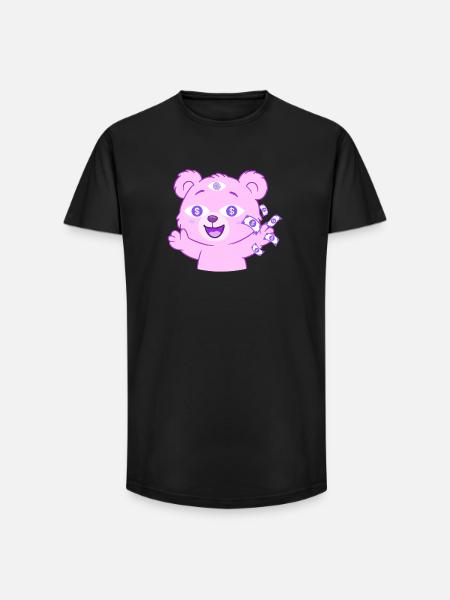 Money Teddy - Long Fit Men's T-Shirt - black