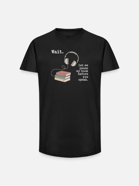 Hörbuch Kopfhörer Bücher - Long Fit Männer T-Shirt - Schwarz