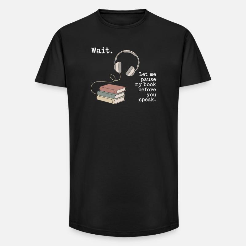 Hörbuch Kopfhörer Bücher - Long Fit Männer T-Shirt - Schwarz